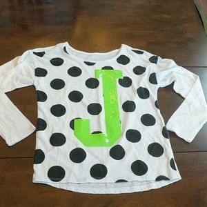3/$20 Justice "J" polkadot long sleeve size 8/10